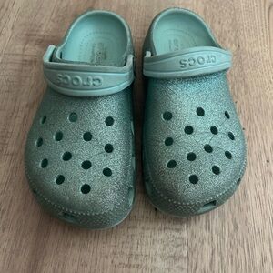CROCS Blue/Green Glitter Sandals with Croslite Comfort